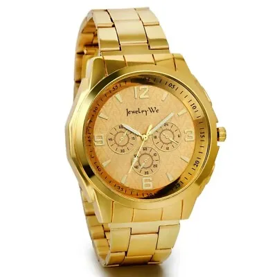 Luxury Gold Jewelry Men's Business Watch Stainless Steel Waterproof For Gift NEW • $27.45