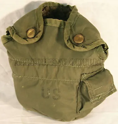 USGI Military OD Olive Drab 1 QT QUART CANTEEN COVER Pouch With Alice Clips FAIR • $6.85