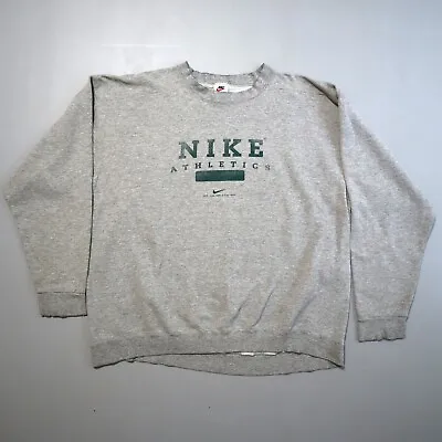 Vintage 90s Nike Athletics Center Swoosh Made In USA Sweatshirt XL Distressed • $74