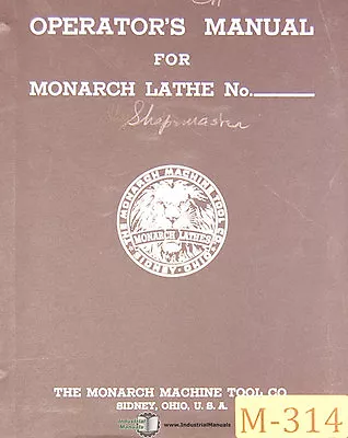 Monarch Keller Kelley Shaping Master Lathe Operations Manual Year (1940) • $59