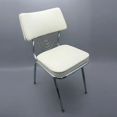 Vintage Delchrome Dinettes Diner Chair Vinyl Padded Chrome Dining Room D&L Mfg. • $125