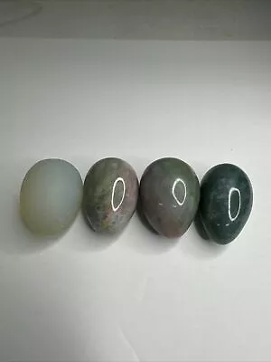 VINTAGE 3pc Stone Marble Granite Alabaster Polished Eggs Lot Home Decor • $29.99