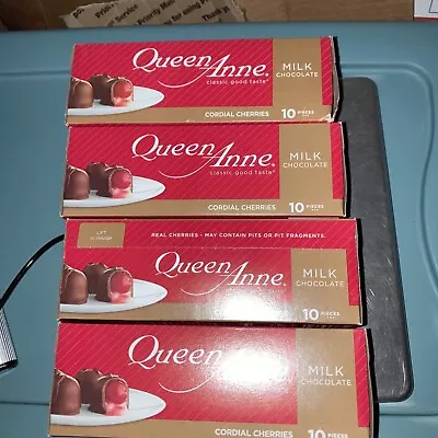 4 Pack- Queen Anne Classic MILK CHOCOLATE Cordial Cherries 10 Pieces Exp 8/24 • $5.99