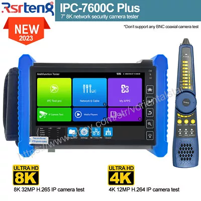 Rsrteng 7inch 8K CCTV Camera Tester 4K Network IPC-7600C Plus Test Tool POE • $278.06