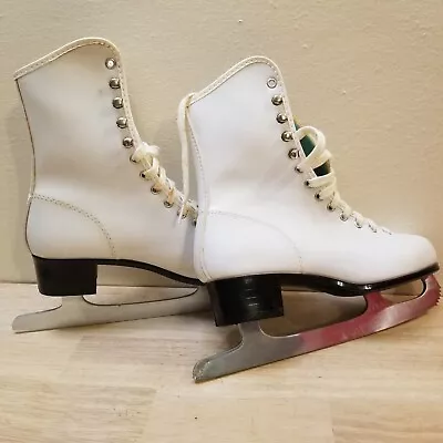 Rally Vintage White Ice Skates Womens Size 5 See Pictures Nice! • $29.99