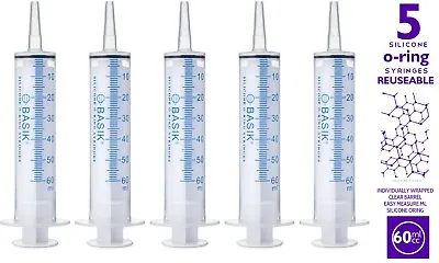 60cc | 60ml  Enteral Feeding Reusable Syringe Silicone O-ring Catheter Tip 5/pak • $24.95