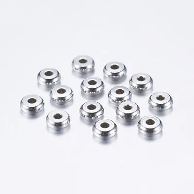 100X Stainless Steel 5mm Flat Round Bead Spacers Charm For DIY Jewelry Making • $7.27