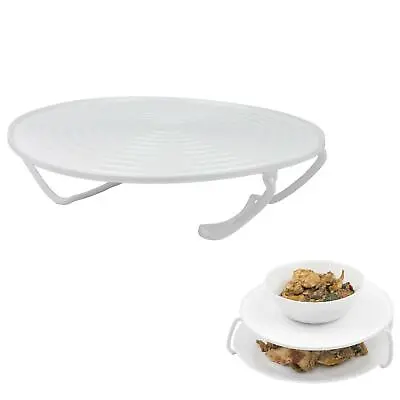 Microwave Folding Round Tray Double Plate Dish Bowl Holder Rack Cover Stacker • £7.99