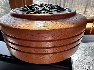 Hand Turned Mahogany Trinket Bowl Lidded Signed By Artist 1991 • $20