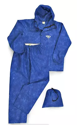 North American Fishing Club NAFC Hooded Fishing Rain Suit Size L Blue Carry Bag • $35.99