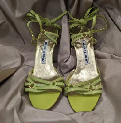 New Manolo Blahnik Fiocco Size 7 Women's Strapped Green Heels - Never Worn • $300