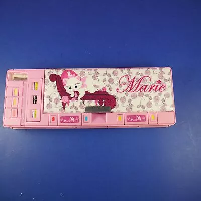 Disney Aristocats Marie Pink White Vinyl Pull Out Compartment Pencil Case Box • $20