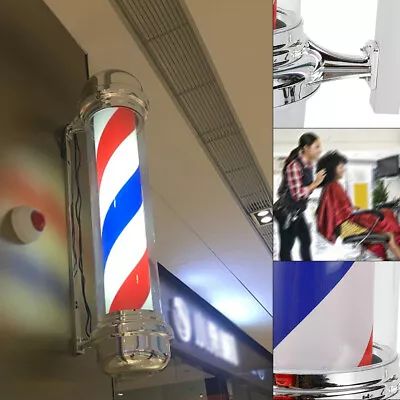 28  Barber Pole Stand Lamp Shop Sign Light Vintage Light LED Rotating Waterproof • $69.12