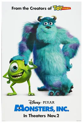 Monsters Inc - 2001 - Pixar - Disney - Movie Poster - US Release Teaser #1 • $26.99