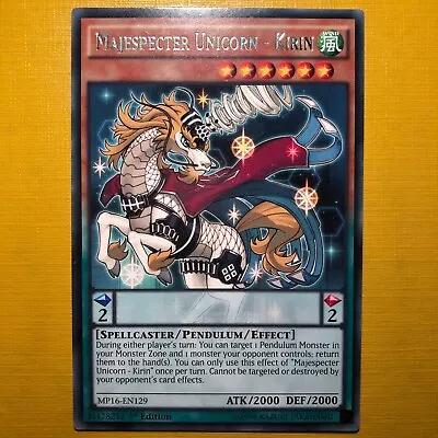 YuGiOh! Majespecter Unicorn - Kirin - Rare - 1st Edition - MP16 - Mint Card! • £5.45