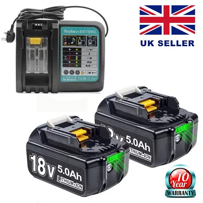 UK For Makita 18V 5.0Ah LXT Li-ion Battery BL1830 BL1840 BL1850 BL1860 / Charger • £31.89