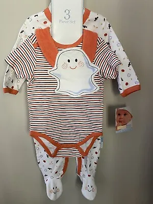 Boy’s 9 Months Halloween 3pc Set NEW NWT Sleeper Bib Bodysuit Vitamins Baby • $14.99