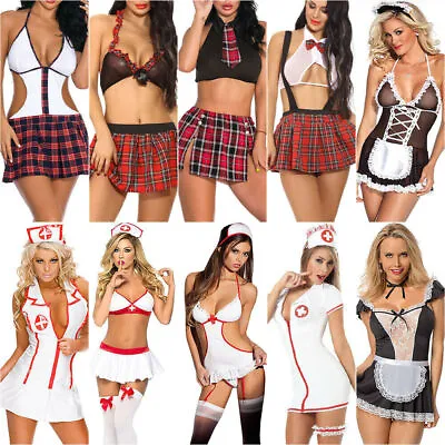 £7.89 • Buy Sexy Women Naughty Nurse School Girl Uniform Outfit Fancy Dress Cosplay Costume