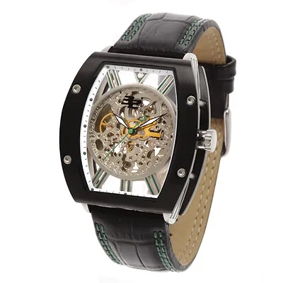 New 32 Degrees Helix Skeleton Automatic Watch Black Leather • $109.99