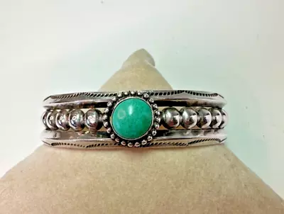 Vintage Navajo Silver Plated Turquoise Open Cuff Bracelet - Estate • $45