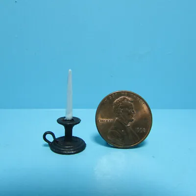 Dollhouse Miniature Chamber Candle With Black Base Holder IS0919-1 • $4.40