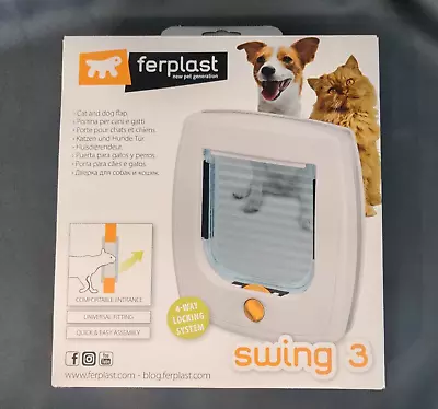 Ferplast Pet Flap Door 4 Way Safe Lockable Locking Pet Cat Dog Magnetic Door • £14.99