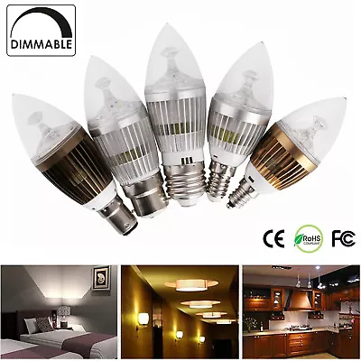 Dimmable LED Chandelier Candle Light Bulb E27 B15 E14 SES B22 BC 6W 8W 10W Lamp • $4.92