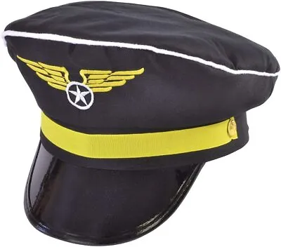 £9.99 • Buy Black Airline Pilot Hat Fancy Dress Costume Funny Party Hats High Quality Unisex