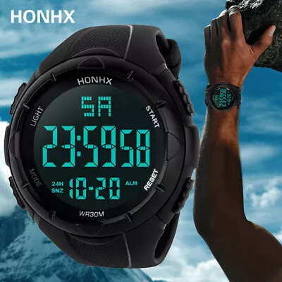 Men's LED Backlight Waterproof Sports Watch Digital Military Tactical Wristwatch • $4.96