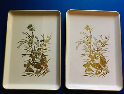 2 Vintage Cho Cho Butterfly Serving Lap Trays With Original Otagiri Label • $29.95