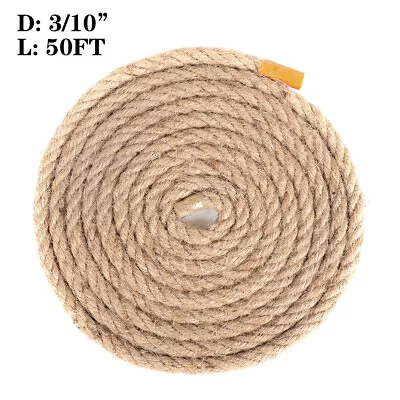 5/16  Heavy Duty Twisted Natural Manila Rope 3 Strand Landscape DIY Craft Cord • $11.99