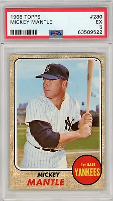 1968 Topps #280 Mickey Mantle New New York Yankees HOF PSA 5 EX • $425