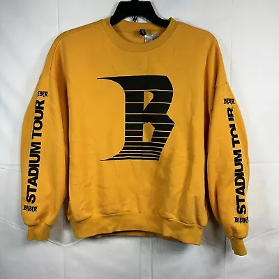 Justin Bieber Sweatshirt Stadium Tour 2017 Women Large Yellow Double Sided Print • $7.99