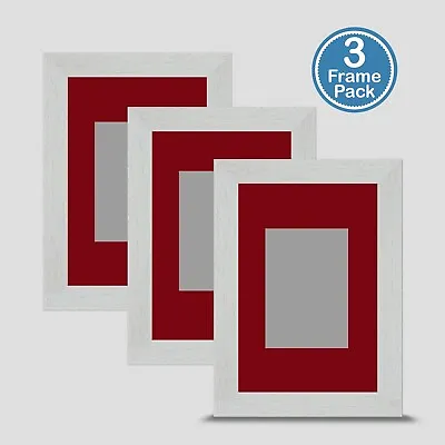 White Photo Frame 6x4 X3 MULTI PACK Incl Dark Red Mount 3.5x2.5 ACEO Art Print • £20.50