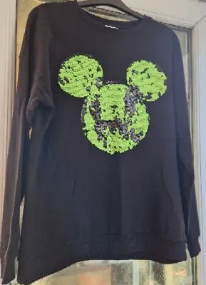 Reversible Sequined Disney Mickey Mouse Graphics Sweatshirt Sweater Jumper NEW • £11.49