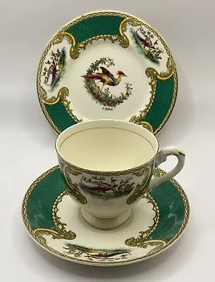 Myott Staffordshire Chelsea Bird A.Roberts Trio Tea Cup Saucer Cake Side Plate B • £14.50