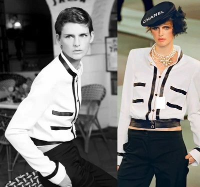$745 • Buy $3,995 CHANEL VINTAGE Ivory & Black Contrast Wool JACKET * FR 42 / US 6 8 ~ EUC