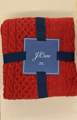 J.CREW Home Cable Knit Wool Blend Throw Blanket 50  X 70  Red - NWT • £71.24