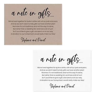 Personalised Wedding Honeymoon Gift Money Poem Cards - A7 Honeymoon Wish Inserts • £24.99