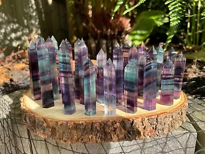 £22.90 • Buy A+ Grade Rainbow Fluorite Tower Point | Obelisk | Crystal Wand | Healing Stone
