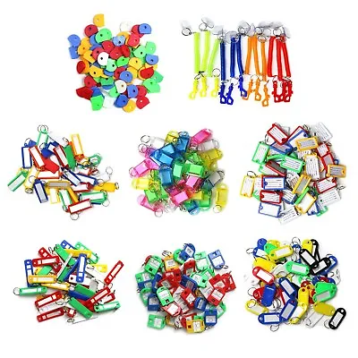 Assorted Colour Spiral Key Ring ID Label Address Identity Name Card Luggage Tags • £3.99