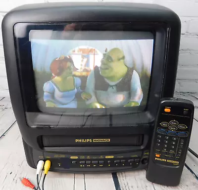 VTG Phillips Magnavox 9” CCA092AT02 Retro CRT TV/VCR Combo W/ Remote READ DESC. • $160