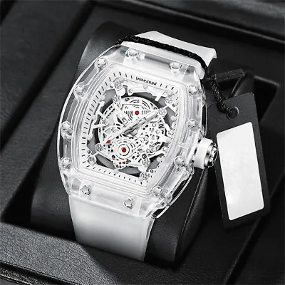 New Waterproof Men'S Watch Barrel Shaped Transparent Quartz Watch Popular • $17.07