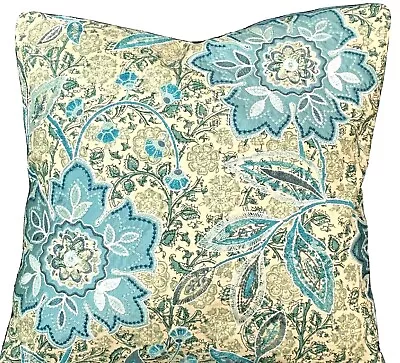 Manuel Canovas Cushion Cover Duck Egg Blue Fabric Indian Roses Mireval Nattier • £19.99