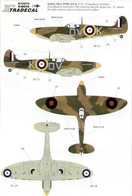 Xtradecal X72075 Supermarine Spitfire Mk.I/Mk.II Decals 1/72 • £9.75