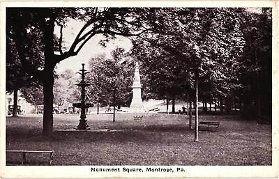 Monument Square Montrose Pennsylvania Unposted Divided Postcard C1930 • $10.98