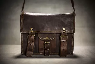 7 X9  Men's Vintage Brown Genuine Leather Messenger Laptop Satchel Shoulder Bag • $44.65