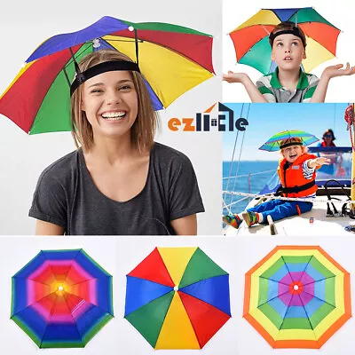 Headwear Portable Umbrella Hat Rain New Multicolor Cap Fishing Golf Camping Sun • $11.49