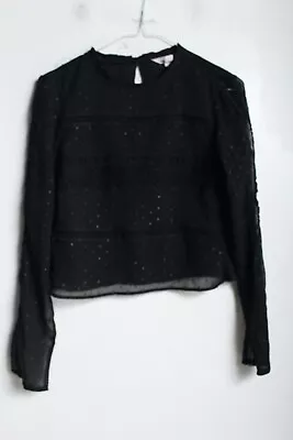 Miss Selfridge Womens Chiffon Prarie Blouse - Black - Size 6 Petite (e75)  • £3.99