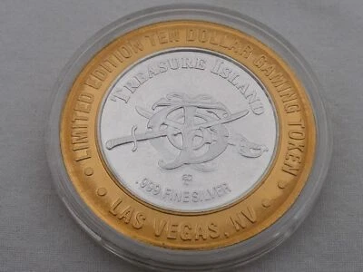 $19.99 • Buy Vintage .999 Silver $10.00 Casino Gaming Token Treasure Island RE-10
